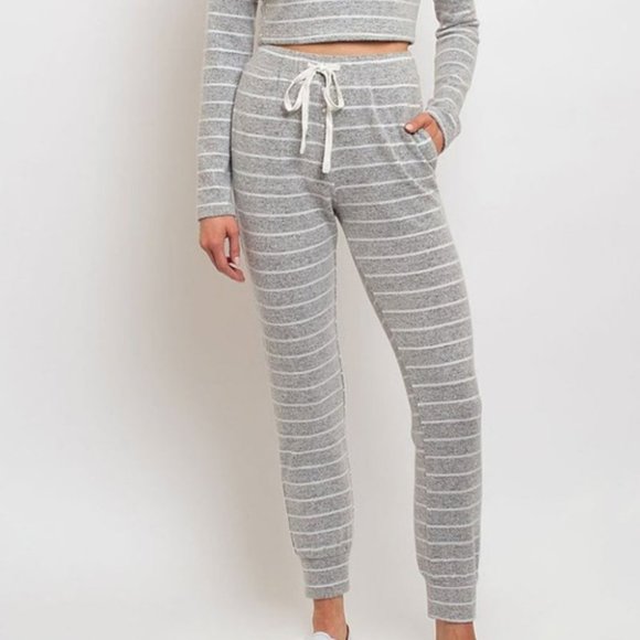 Comfy Gray Striped 2 piece Set - Picture 2 of 4